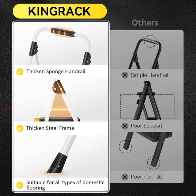 Thumbnail 4 de KINGRACK 3 Step Folding Ladder 360kg capacity