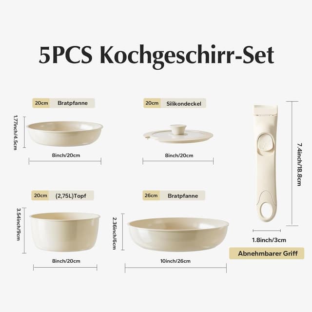 Thumbnail 6 de Redchef Keramik Pfannenset 5-teilig