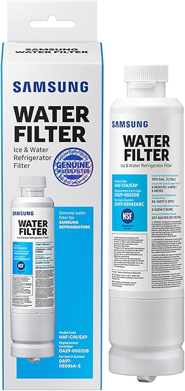 Detalle de Samsung Genuine Carbon Block Refrigerator Water Filter (HAF-CIN/EXP) – 6-Month Life, 1-Pack