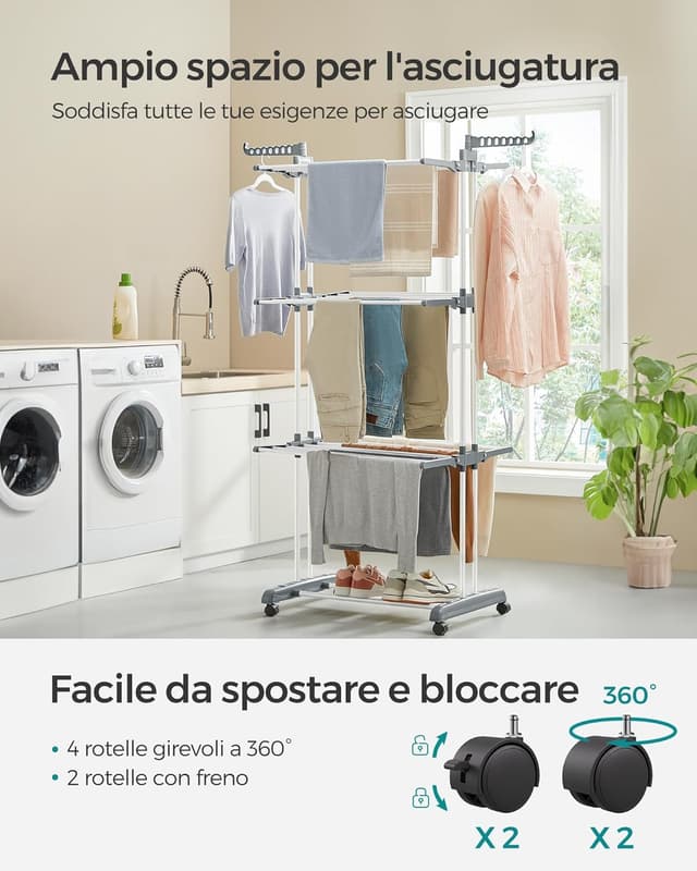 Detalle de SONGMICS LLR701W01 stendibiancheria 35 kg