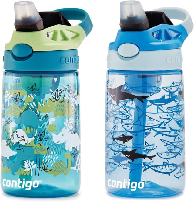 Thumbnail 3 de Contigo Aubrey Kids Water Bottle 14oz Dino Shark 2-Pack