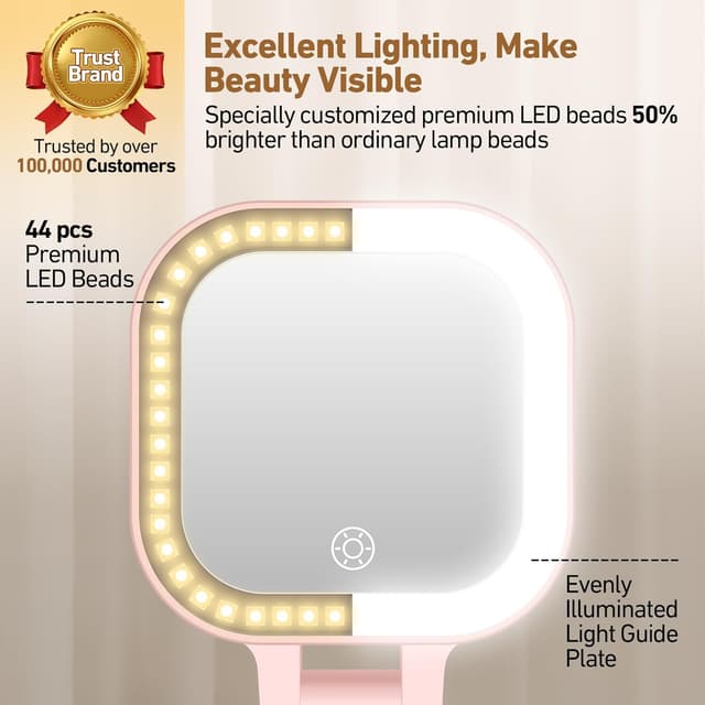 Detalle de GOMIPURU Travel Mirror with Light (1x/30x) with Adjustable Brightness, 3 Color LEDs and Tweezer