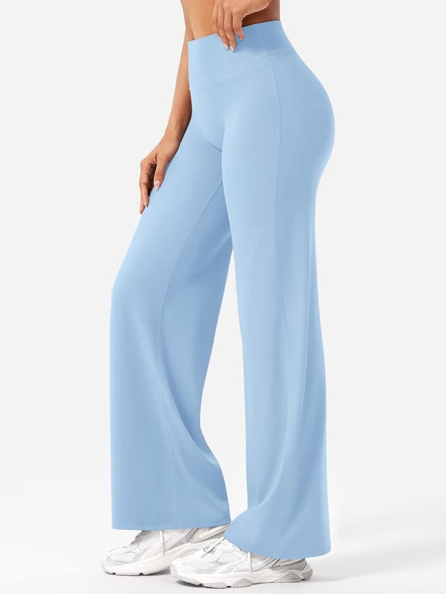 Detalle de YEOREO Straight Leggings für Damen – blickdichte High-Waist Yoga- und Gym-Hose mit nahtfreiem Front-Design