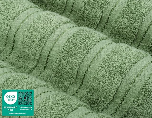 Detalle de American Soft Linen Luxury 6-Piece Turkish Towel Set (Sage Green) — 600 GSM Cotton