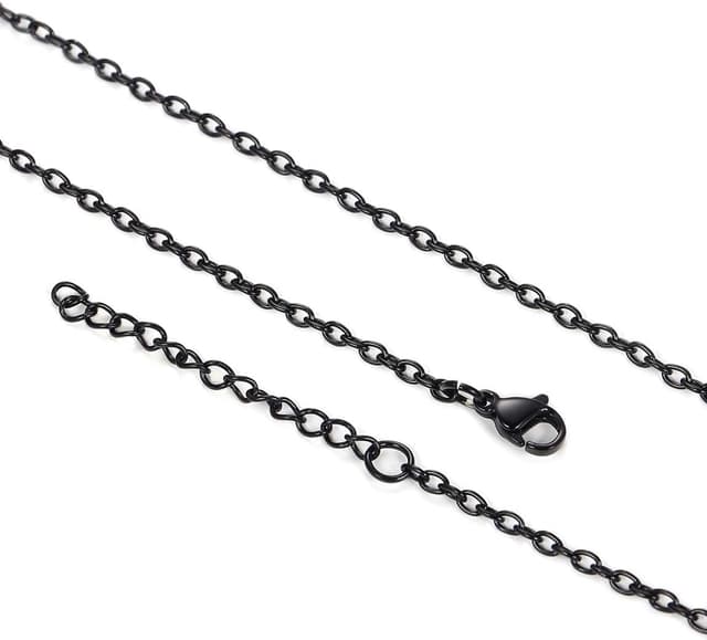 Detalle de Collier ChaînesPro pour femme en acier inoxydable 2 mm, design rolo simple (46 à 76 cm) – argenté, or, or rose ou noir