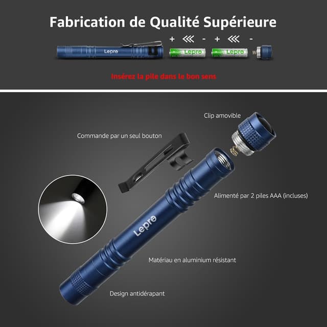 Thumbnail 6 de Lepro Lampe Torche Stylo 13 cm AAA Inclus
