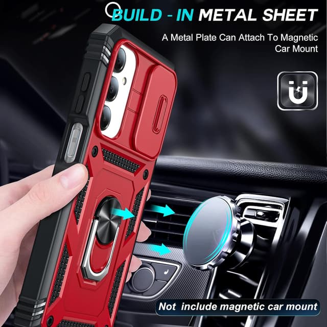 Detalle 2 de LeYi Military Armour Phone Case for Samsung Galaxy A16 4G/5G with Camera Lens Slide & 360 Ring Stand + 2 Screen Protectors