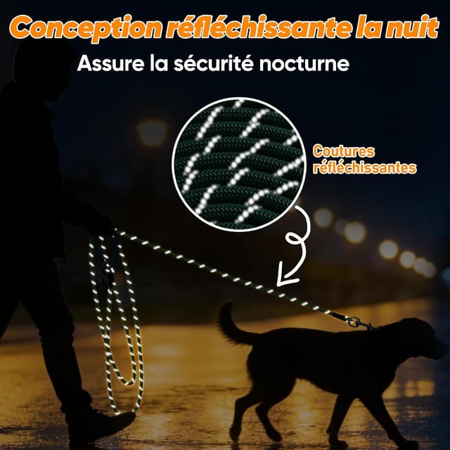 Thumbnail 6 de Aystkniet longe pour chien avec crochets pivotants, laisse de dressage en corde (jusqu’à 20 m)