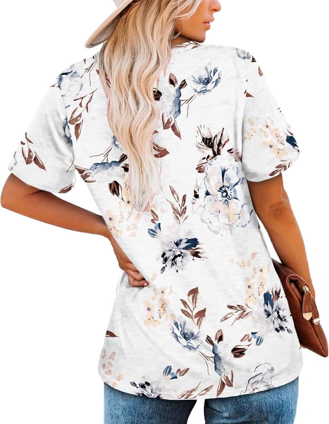 Thumbnail 2 de MOLERANI t-shirts femme manches courtes col en V rayé, coupe ample (S à 2XL)