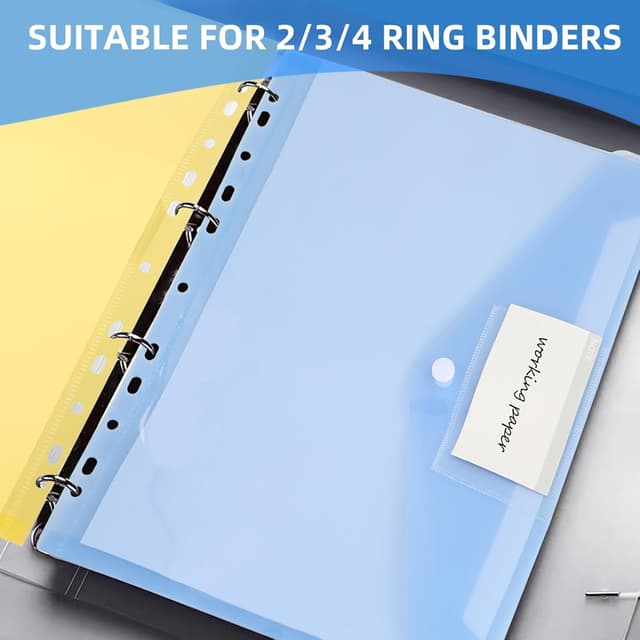 Detalle 2 de WQDD STANPET Cartelline portadocumenti A4 impermeabili – set da 8 con 11 fori e chiusura in velcro