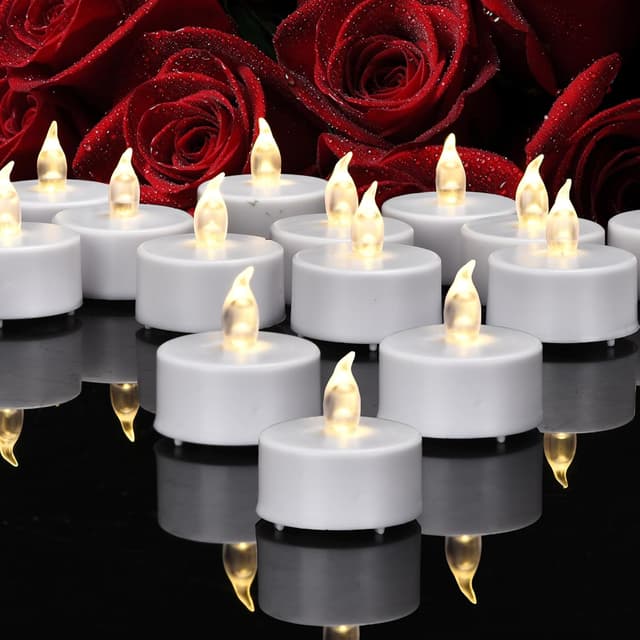 Detalle de PILLOBOX 24Pack Battery Operated LED Tea Lights (Warm White) – Flameless Flickering Candles, up to 200 hours