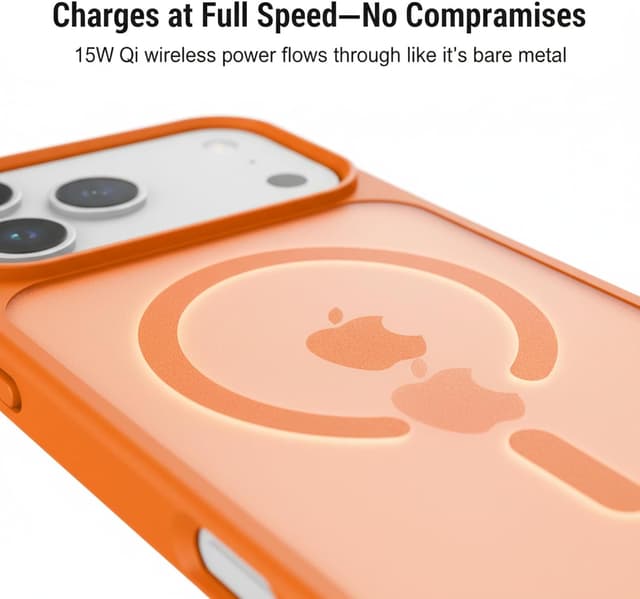 Detalle 2 de Seaflar coque pour iPhone 17 Pro compatible MagSafe, orange translucide