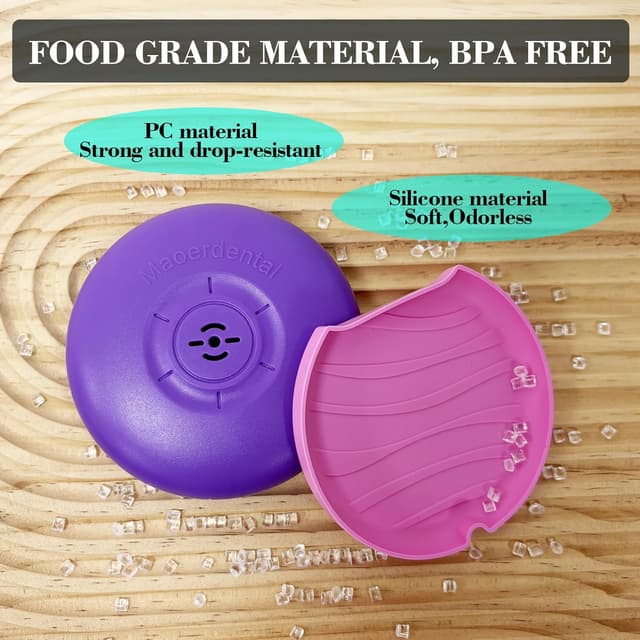 Detalle de Maoerdental 2 Pack Retainer Case with Vent Holes (Pink Purple) – Portable Invisalign/aligner storage