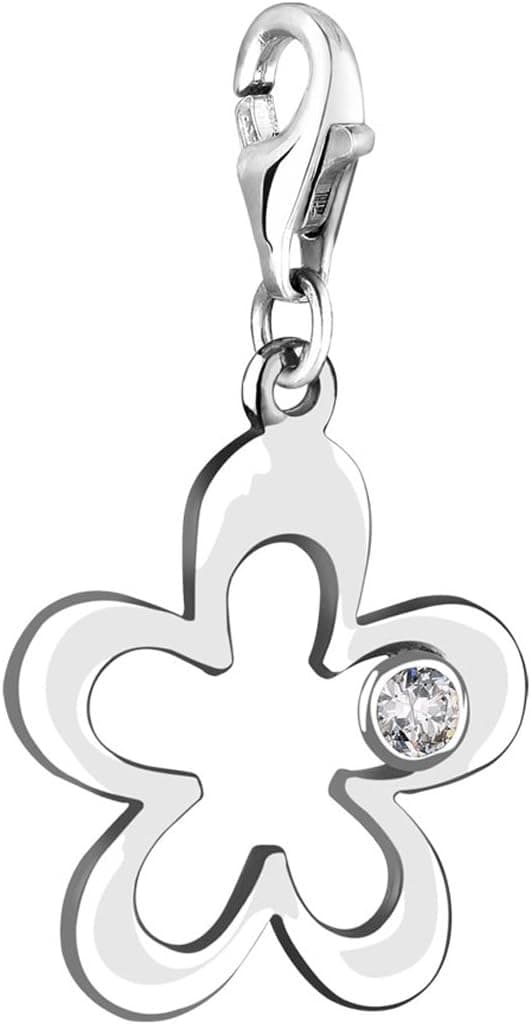 Detalle de Nenalina Blume Karabiner Charm Anhänger aus 925 Sterling Silber (712055-019) für Bettelarmband