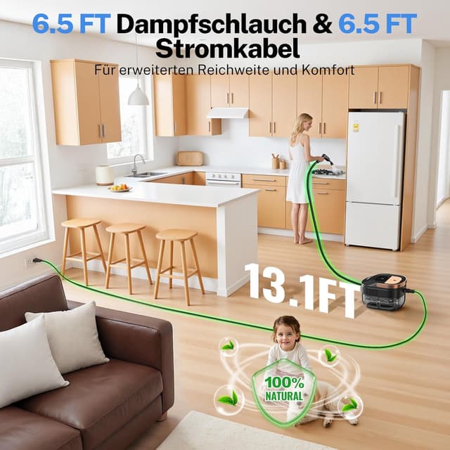 Detalle de ODSD Dampfreiniger für Haushalt & Auto 1,6 l