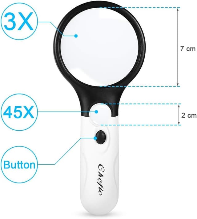 Detalle de Chefic handheld magnifier 45X with 3 LED