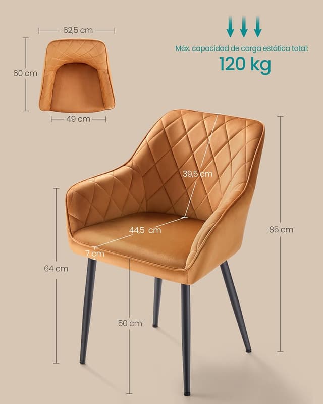 Detalle de SONG MICS LDC088K01 Silla de Comedor de Terciopelo