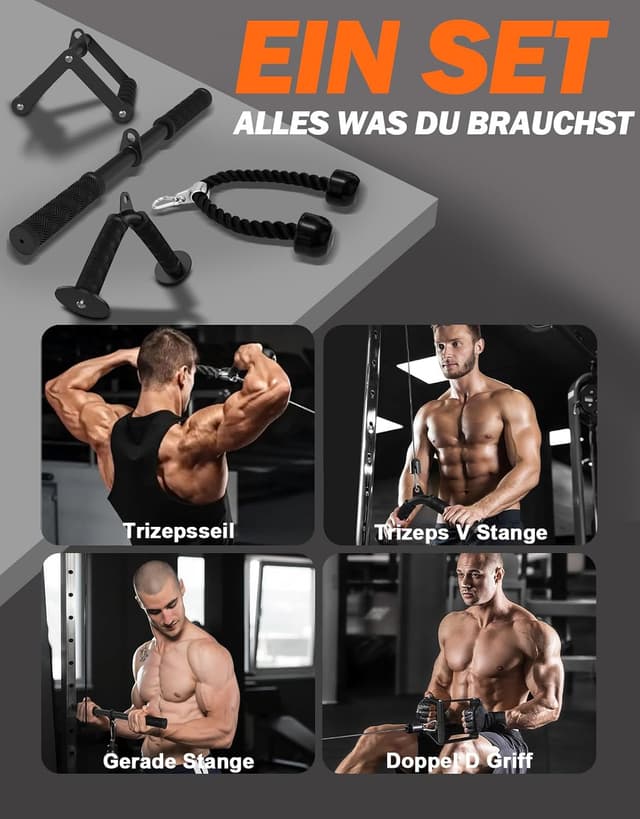Detalle 2 de Fitarc Kabelmaschinen-Zubehör-Set für Lat Pulldown & Trizepszug