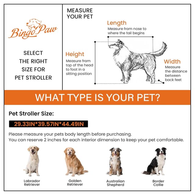 Detalle de BingoPaw Schwerlast Hundewagen für große Hunde bis 42 kg – klappbar mit 4 Rädern