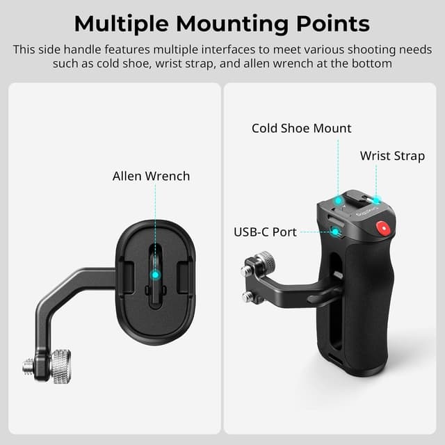 Thumbnail 6 de SmallRIG Poignée latérale avec déclencheur 43 mm 🎥