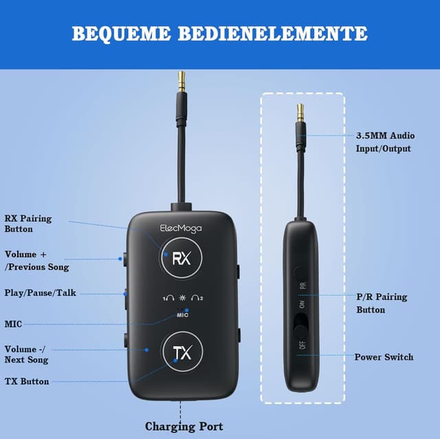 Thumbnail 5 de ElecMoga aptX Adaptive Bluetooth 5.4 transmitter for TV