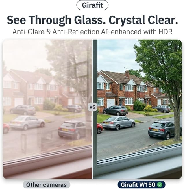 Detalle de Girafit 3MP 2K Window Camera with ChroMax Color Night Vision, Dual-Band WiFi Indoor Security