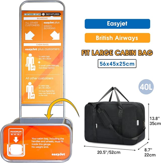 Detalle 2 de Large Cabin Bag 56x45x25 (40L) Weekend Overnight Bag – Army Green with Shoulder Strap