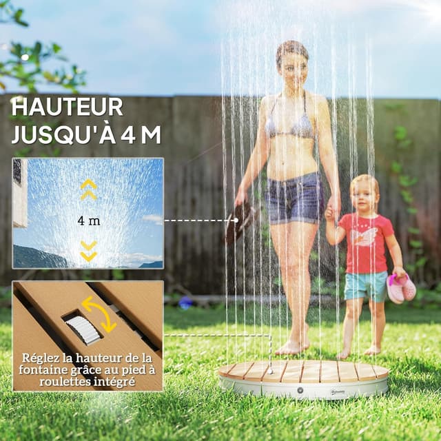 Detalle de Outsunny douche de jardin portable avec hauteur réglable jusqu’à 4 m (Ø 70,5 cm)