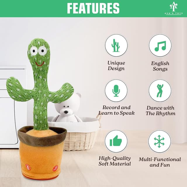 Detalle de Ava's Toys Talking Dancing Cactus toy for toddlers