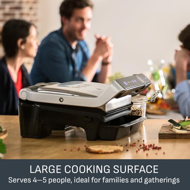 Detalle 2 de Tefal OptiGrill Elite GC750D40 stainless steel with 12 cooking programmes and removable non-stick plates