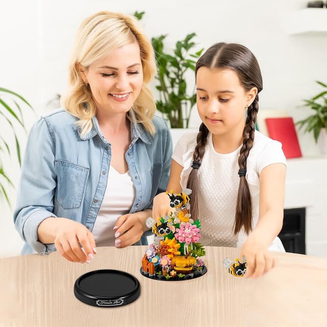 Detalle de Mini Animals Flower Building Set (588 pcs) – Butterflies, Bees & Flowers Blocks with Transparent Cover