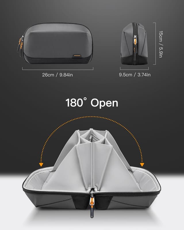 Detalle de Inateck Custodia per Cavi con manico: organizer elettronici con apertura a 180°