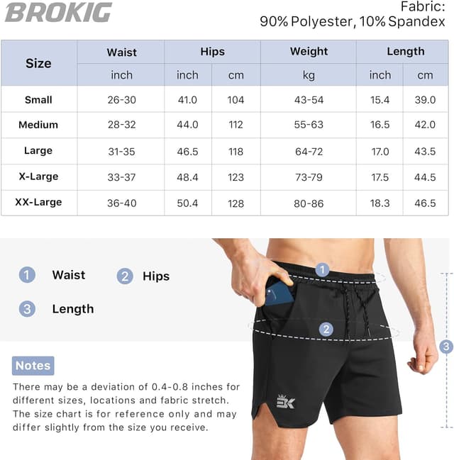 Thumbnail 5 de BROKIG Men's Lightweight Gym Shorts with Zip Pocket