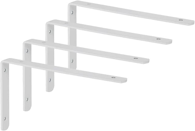 Detalle de SAYAYO EJ5218W-4P – lot de 4 supports d’étagère murale en inox forme L pour fixation flottante