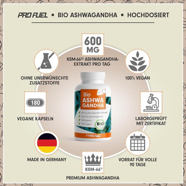 Detalle 2 de BIO Ashwagandha Kapseln 180x 600 mg