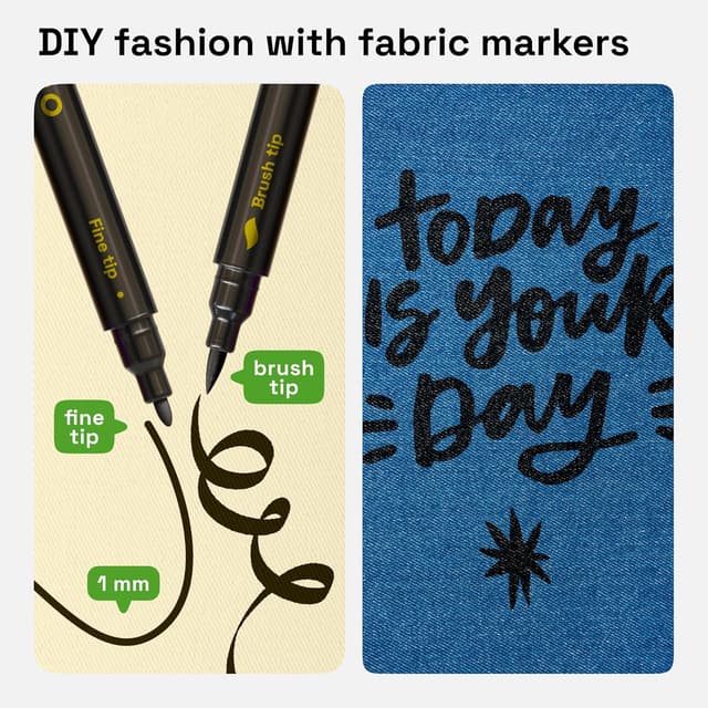 Detalle 2 de ARTISTRO 2 schwarze Stoffmarker mit Doppelspitze – permanent für Textilien, T-Shirts & Leinwand