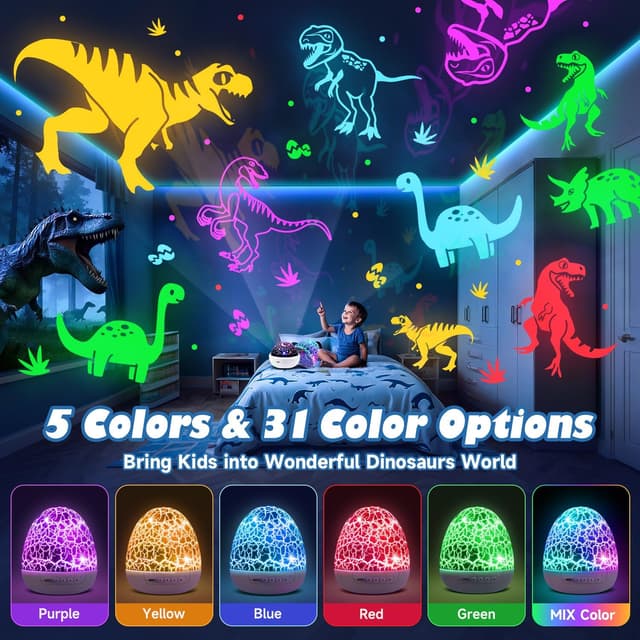 Detalle 2 de COOLNIGHT Dinosaur Night Light Projector 31 Colours