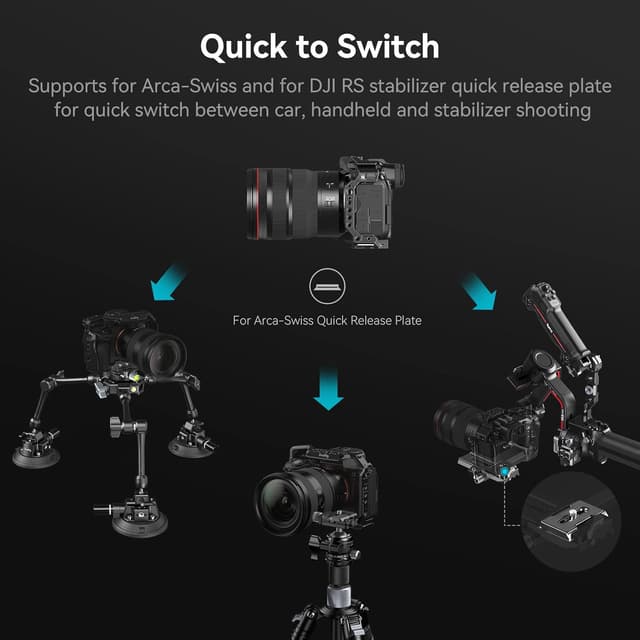 Detalle de SMALLRIG SC-15K : kit de montage voiture à ventouse puissante à 4 bras (support stabilisateur, réglages demi-rotule)