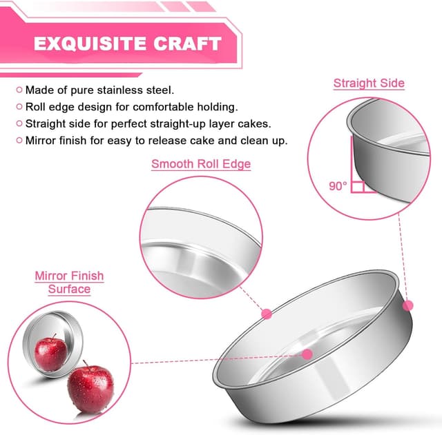 Thumbnail 2 de 8 Inch Stainless Steel Cake Pans Set of 2 🍰