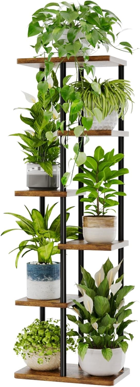 Thumbnail 6 de Bamworld porta piante verticale da interno ed esterno con 4 ripiani in metallo e legno, nero