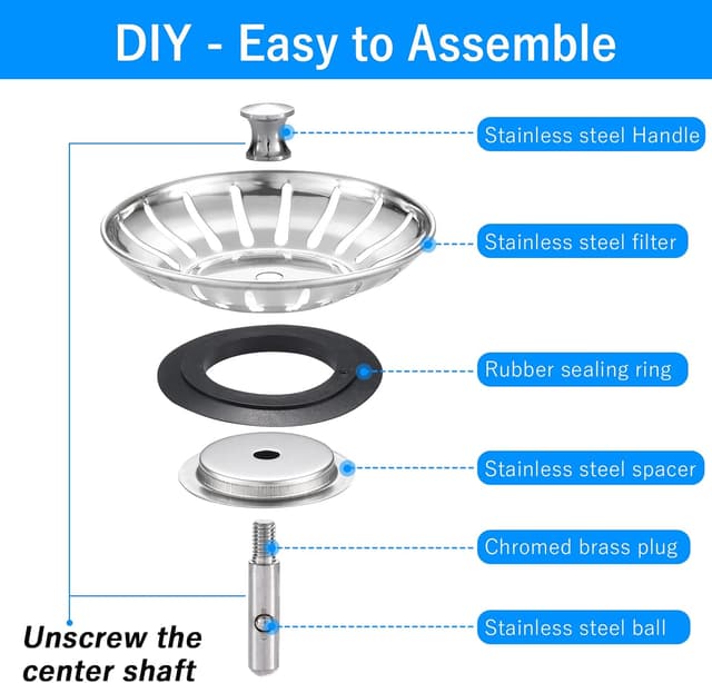 Thumbnail 5 de Stainless Steel Kitchen Sink Strainer Plug 82mm