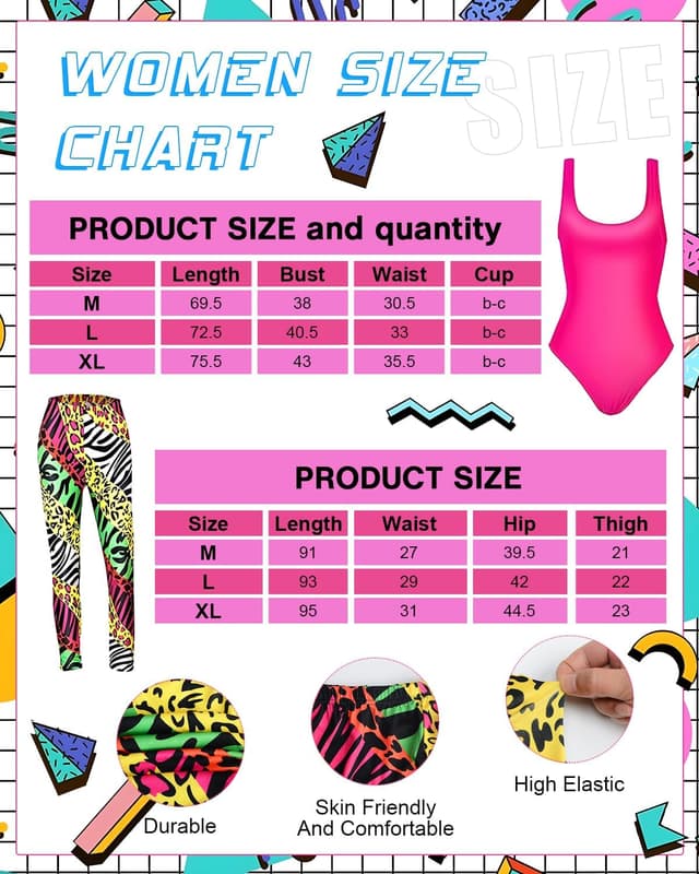 Detalle 2 de BIQIQI 80s Costume Set for Girls and Women