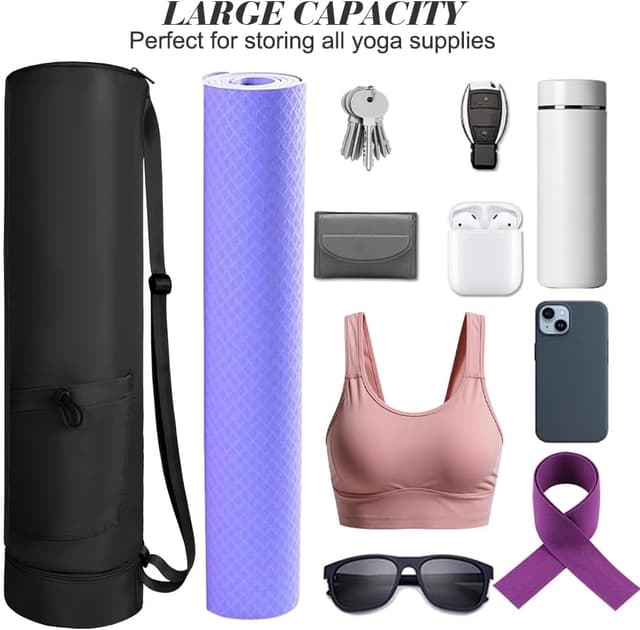 Detalle 2 de Sac de rangement pour tapis de yoga Aucuu avec sangle réglable et compartiment humide