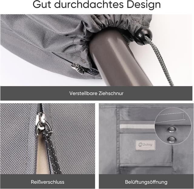 Thumbnail 4 de Sekey Carcasa Sombrilla 200cm, 100% Poliéster, Gris ☂