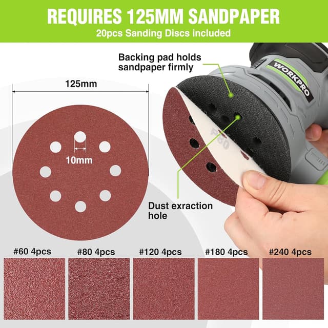 Thumbnail 2 de WORKPRO Orbital Sander 300W
