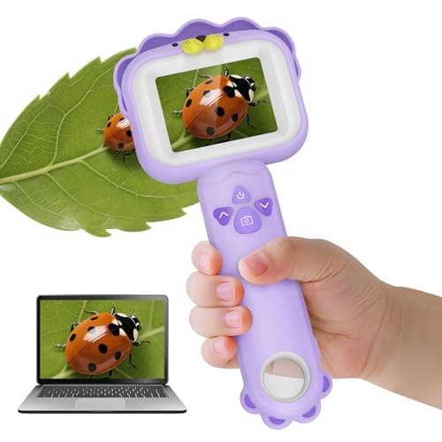 Detalle de LELESUN Microscopio portátil mini para niños con pantalla IPS de 2,4" y aumento hasta 500x