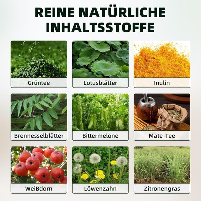 Detalle de Detox Tee zum Abnehmen – 28 Tage Stoffwechsel-Tee mit Grüntee, Lotusblättern & Inulin