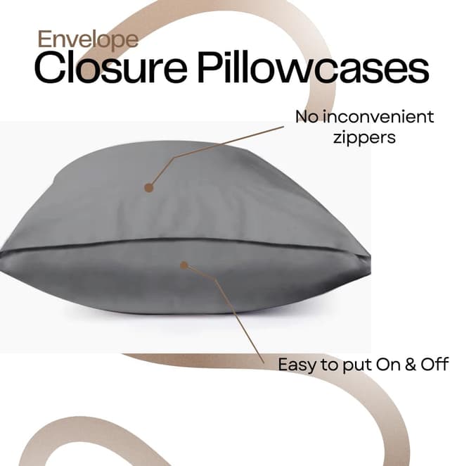 Detalle de Rehan & Co Grey Pillow Cases, 4 Pack (50 x 75 cm) – 200 Thread Count Egyptian Cotton