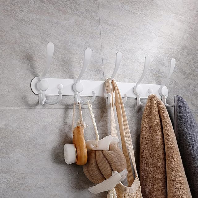 Detalle de LYLIN porte-manteau mural en acier inoxydable 304 – patères à crochet blanches (15 crochets)
