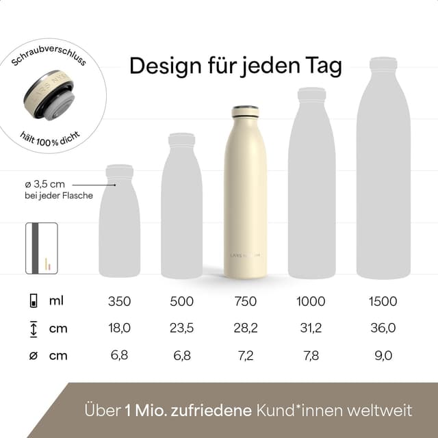 Detalle de LARS NYSØM Ren Edelstahl-Trinkflasche 750 ml